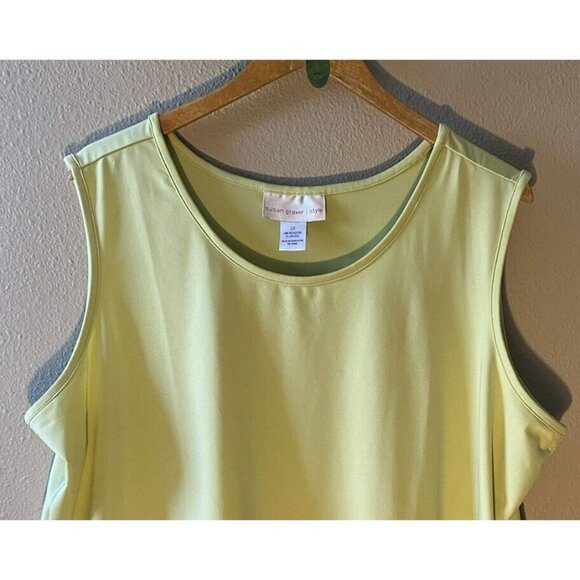 Susan Graver Tank Top Size 2X Lime Green Scoop Neck Stretch Shell Sleeveless - Picture 2 of 7